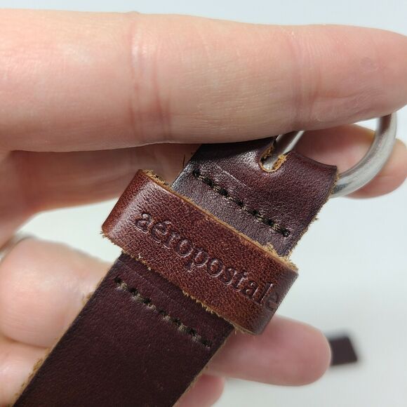 Aeropostale Women’s 1” Genuine Brown Leather Beaded Belt Size Large Fits 35-39" - Picture 3 of 6